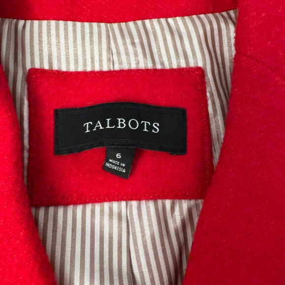Talbots Bright Red Wool-Blend Notch Lapel Blazer - Picture 3 of 11